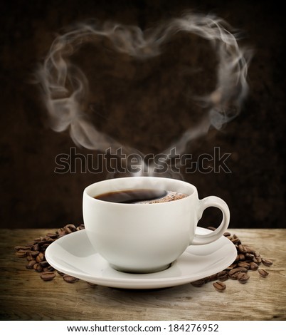 Smoke sweet heart coffee with clipping path.