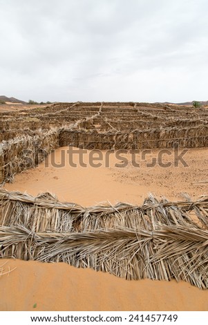 Sand traps in the desert in Morocco.