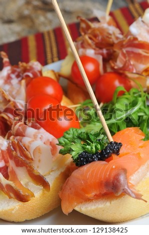 Catering snacks, appetizers or finger food