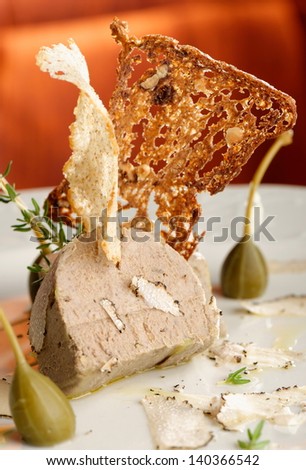 Foie gras pate with white truffles, capers and parmesan cheese