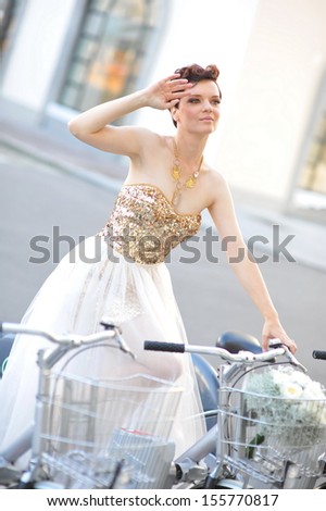 Bride on bike
