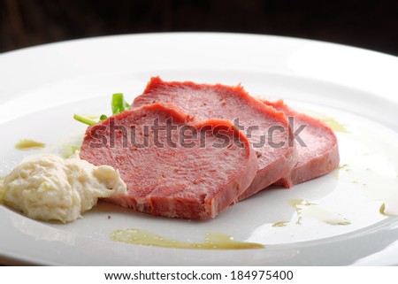 Smoked Beef Tongue with horseradish and salad