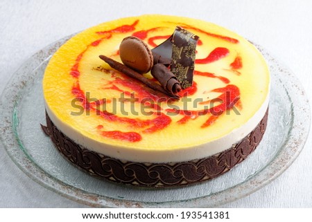 French gourmet fruit-chocolate mousse cream cake