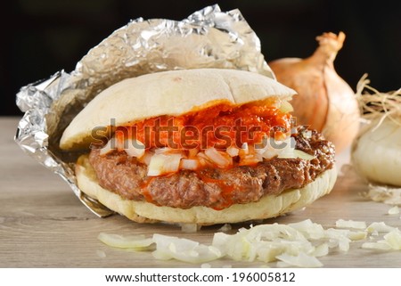 Juicy burger/take away.selective focus on the front beef meat