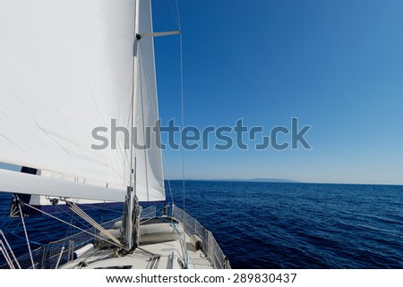 Luxury yacht at sea race. Sailing regatta. Cruise yachting