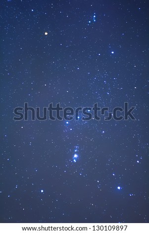 closeup orion constellation on a night sky