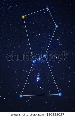 stylized orion constellation on a night sky