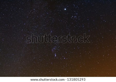 orion constellation in a sky