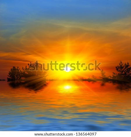 sunset over a lake