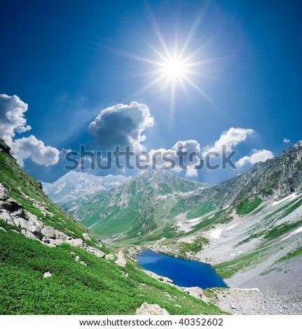 mountain valley under a sparkle sun