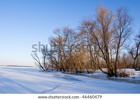 winter plain in a blue snow