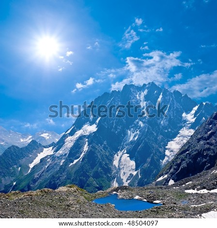 great mountain under a sparkle sun
