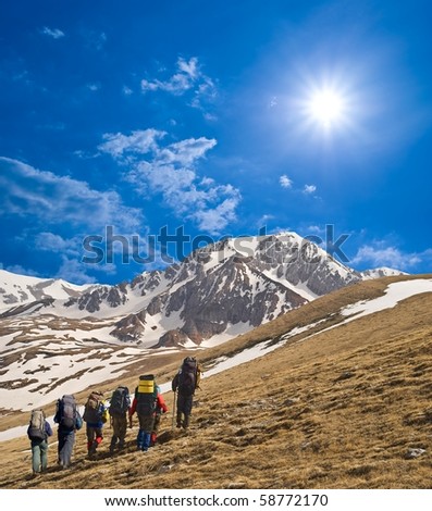 tourists in a hike