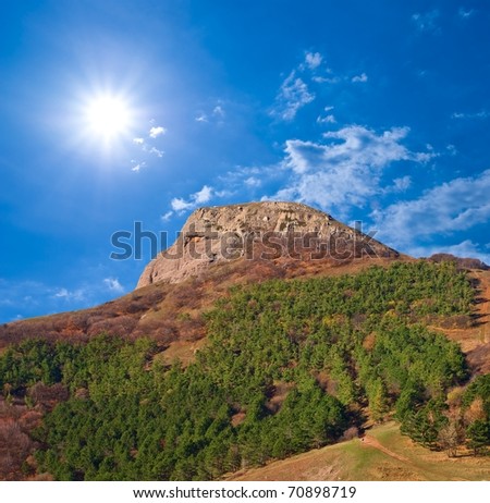 mountain top under a sparkle sun