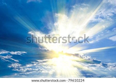 sparkle sun pushing through a dense clouds