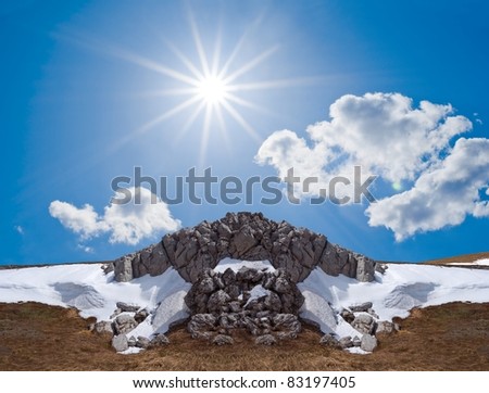 stony hill top under sparkle sun