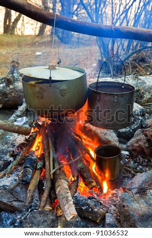cooking on a touristic campfire
