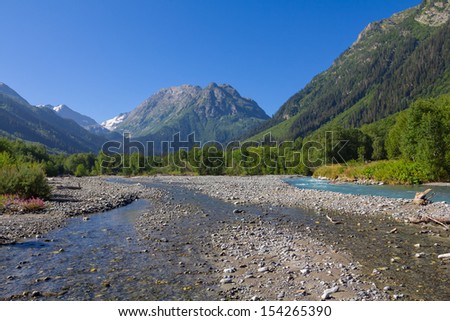 rushing river in a mountain valley