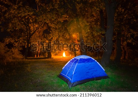 night touristic camp scene