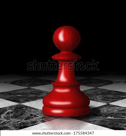 Red chess pawn on board. Digital graphic.
