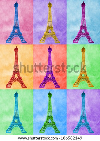 Illustration of bright high-heel Eiffel Tower on colourful tiled Illustration of bright high-heel Eiffel Tower on colourful tiled
