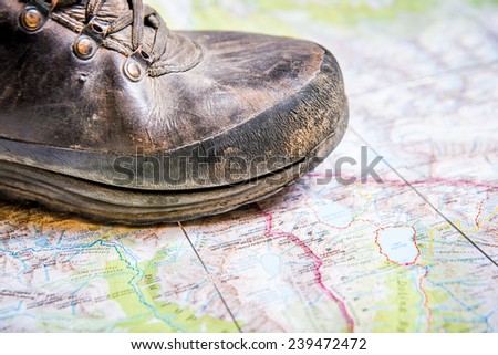 Planning trip with map - trekking