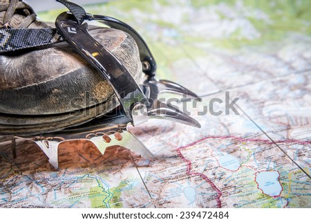 Planning trip with map - trekking