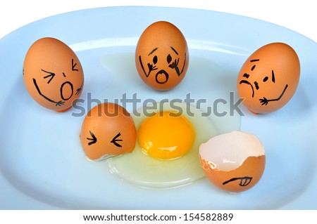 Funny Easter Eggs With Drawn Faces Depicting Various Emotions