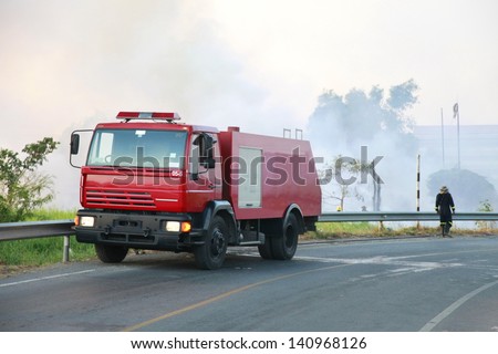 Firefighters are extinguishing fires  with Fire truck