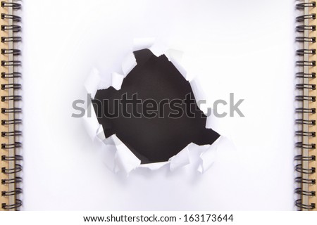 Black hole on white paper