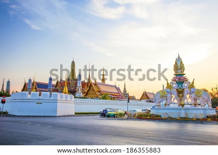 Wat Phra Kaew Temple of the Emerald Buddha and the home of the Thai King. Wat Phra Kaew is one of Bangkok\'s most famous tourist sites and it was built in 1782 at Bangkok, Thailand.