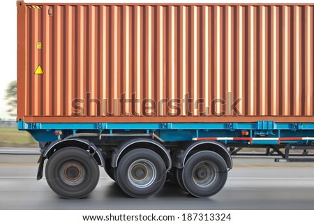 Container at the Dock with Truck moving on load motion background