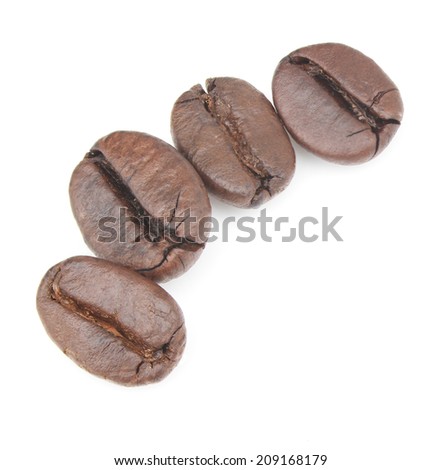 preparation for a coffee menu is made from coffee beans on white background
