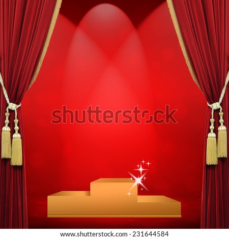 Open red curtains tied with golden red stage lights and the success which one.