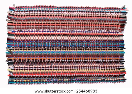 Colorful knitted cloth reuse Closeup of crochet rag rug  this has clipping path.