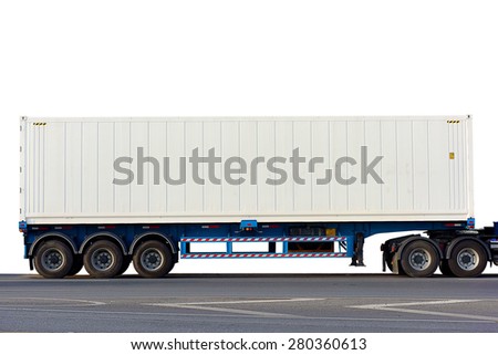 Container truck Cargo Delivery isolated on white background. This has clipping path.