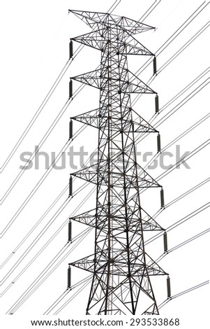 Power Transmission Line isolated on white background. This has clipping path.