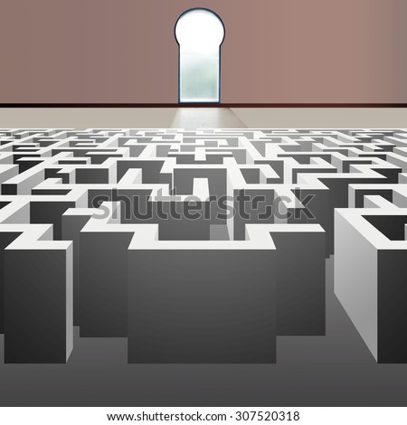 Wall winding maze-like complex problems Keyhole-shaped exit Agent Plan to goal Aim for success superb advantages.