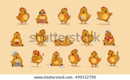 Set Vector Stock Illustrations isolated Emoji character cartoon Hen stickers emoticons with different emotions for site, info graphics, video, animation, websites