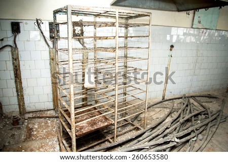 Chernobyl disaster, kitchen one of the buildings in Pripyat