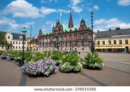 MALMO, SWEDEN - JULY 20: People visit the main square on July 20, 2015 in Malmo, Sweden. After Stockholm and Gothenburg, Malmo is the 3rd most visited city in Sweden.