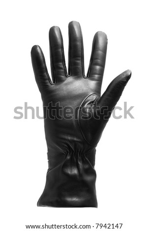 Black glove - voting/greeting gesture - isolated on white