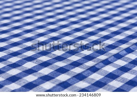 Blue checked tablecloth.