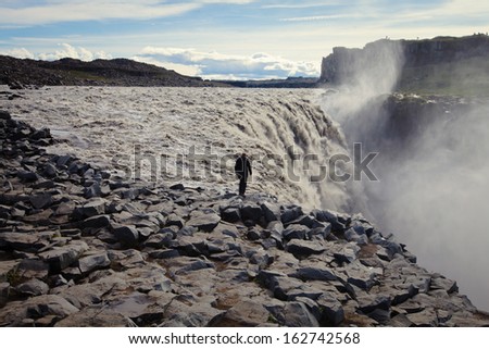 Beautiful view on icelandic waterfall in iceland DETTIFOSS detifoss from prometheus movie