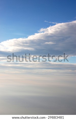 bird\'s eye view of the clouds and blue sky
