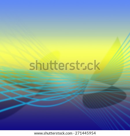 Soft Light Blue Lines and wings like shadow shape over yellow to blue gradient background