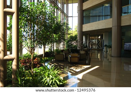Reception foyer of a modern office building.