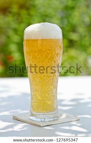 Drinking cold beer on the terrace