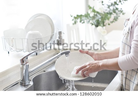 Kitchen, woman, Dishwasher