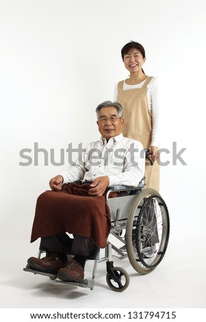 Care for elderly people and women in wheelchairs